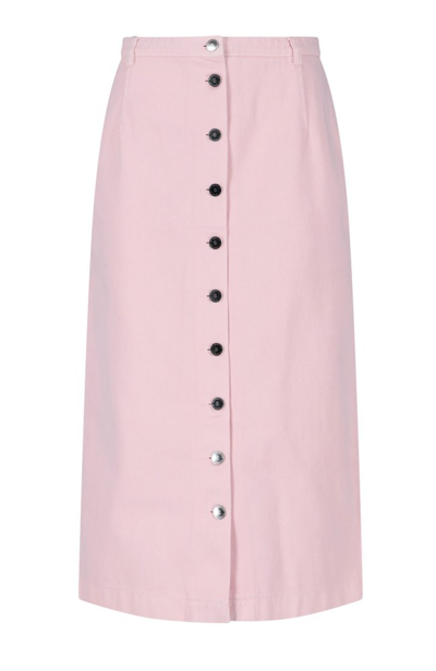 Raf Simons Button Up Denim Skirt In Rosa