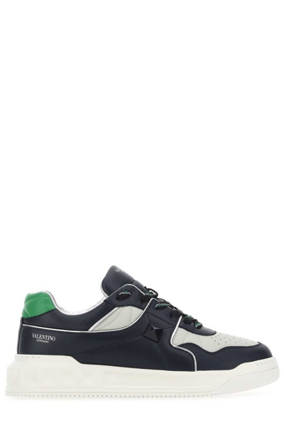 Valentino Garavani One Stud Quilted Leather Trainers In Marine/white