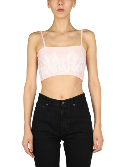 Vision Of Super Pailsey Pattern Crop Top In Pink
