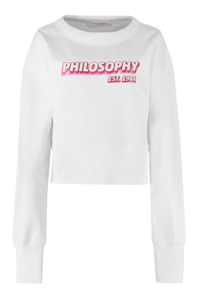 Philosophy Di Lorenzo Serafini Logo-print Wide-neck Sweatshirt In 白色