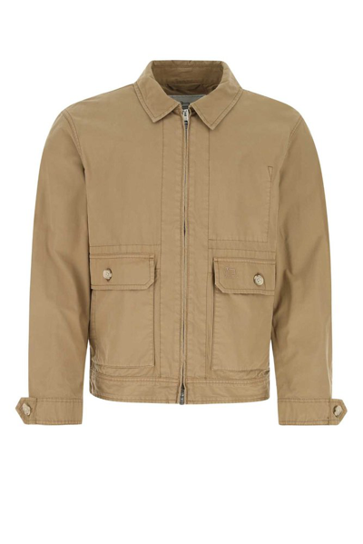 Woolrich Zipped Bomber Jacket In Brown