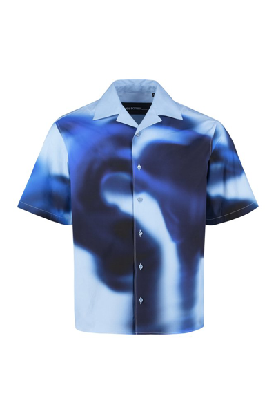Neil Barrett Abstract Print Blue Short Sleeved Shirt