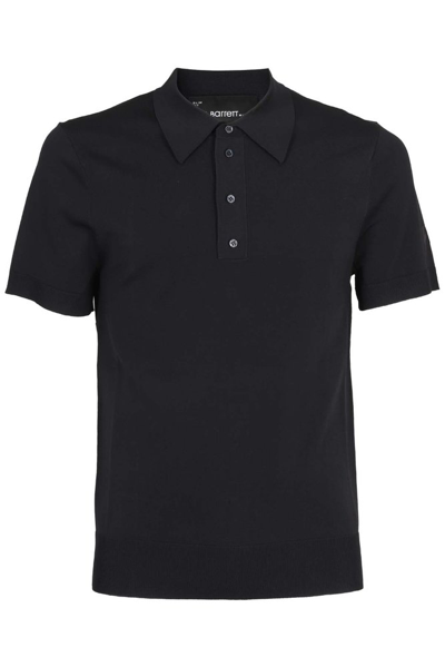 Neil Barrett Logo Debossed Buttons Polo Shirt In Black