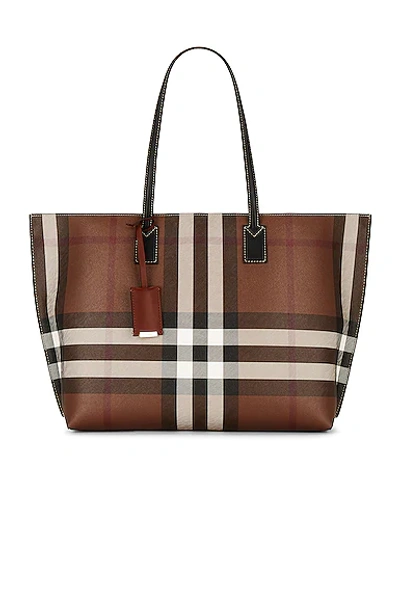 Burberry Soft Tb Tote In Brown