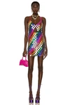 Fannie Schiavoni Rainbow Open-back Chainmail Mini Dress In Rainbow