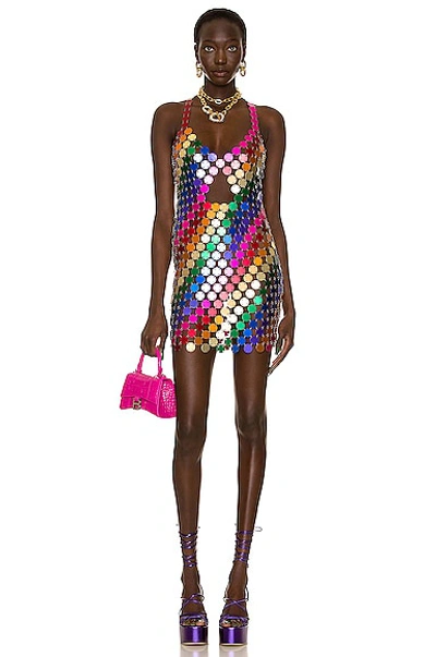 Fannie Schiavoni Rainbow Open-back Chainmail Mini Dress