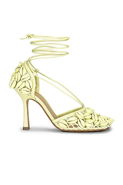 Bottega Veneta Stretch Lace Up Sandals In Lemon Washed