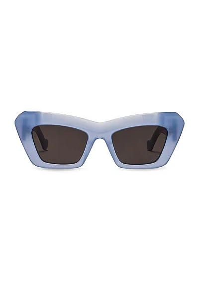 Loewe Structured Cat Eye Sunglasses In Shiny Light Blue & Smoke