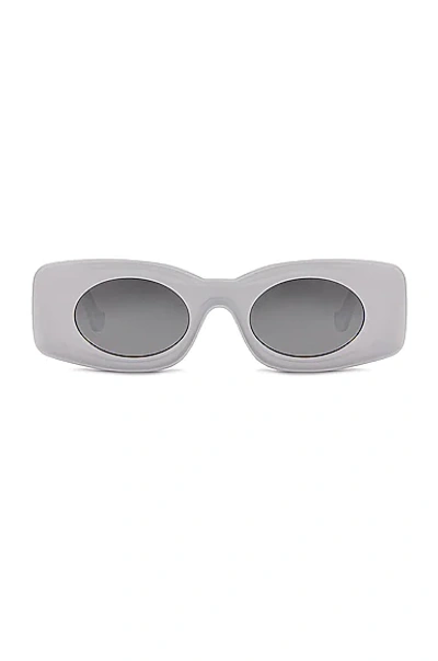 Loewe Paula's Ibiza Rectangle Sunglasses In White & Smoke Mirror