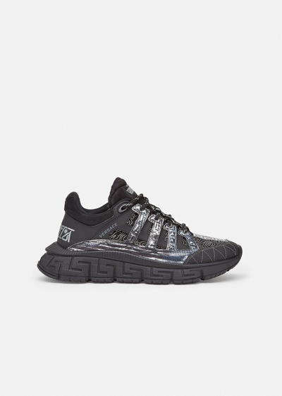 Versace Trigreca Low-top Sneakers In Black