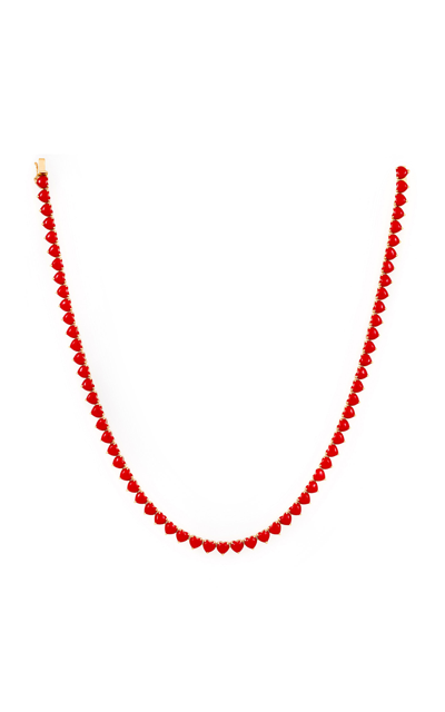 L'atelier Nawbar Heart United 18k Yellow Gold Coral Choker In Red