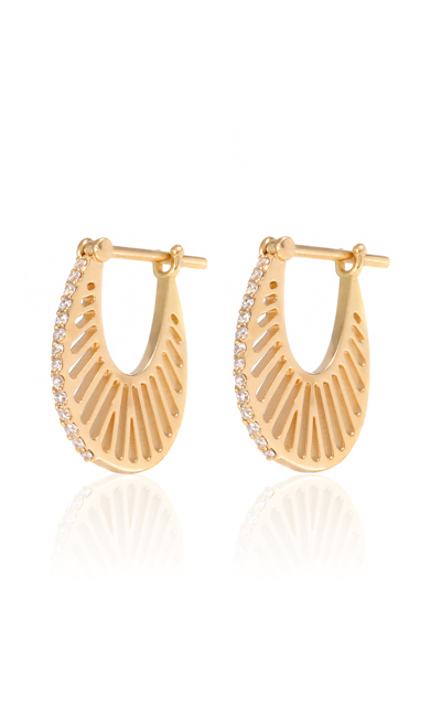 L'atelier Nawbar Women's Flat Ray 18k Yellow Gold Diamond Hoop Earrings