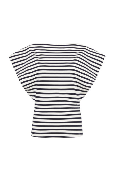 Matteau Boat Neck T-shirt In Navy/white