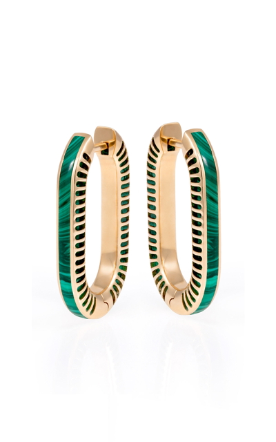 L'atelier Nawbar Double-sided 18k Yellow Gold Diamond; Malachite Earrings In Green