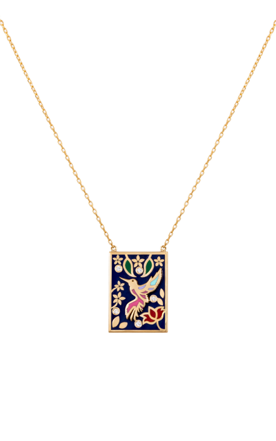 L'atelier Nawbar Fly Like A Bird 18k Yellow Gold Diamond Necklace In Multi