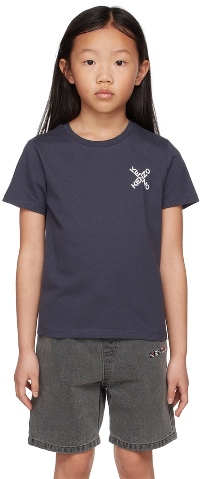 Kenzo Kids Navy Logo T-shirt In 82 Charcoal Grey