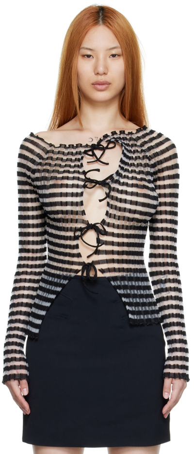 A. Roege Hove Black & White Ivy Cardigan In Black / Transparent