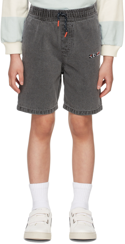 Kenzo Babies' Boys Grey Denim Logo Shorts