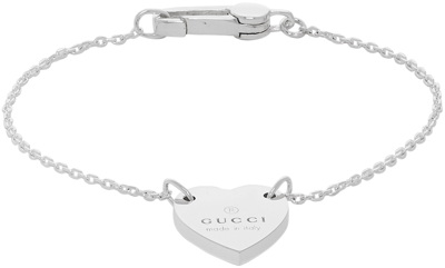 Gucci Sterling Silver Heart Bracelet With Trademark