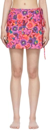 Reina Olga Geraldina Floral Ruched Skirt In Pink Flower