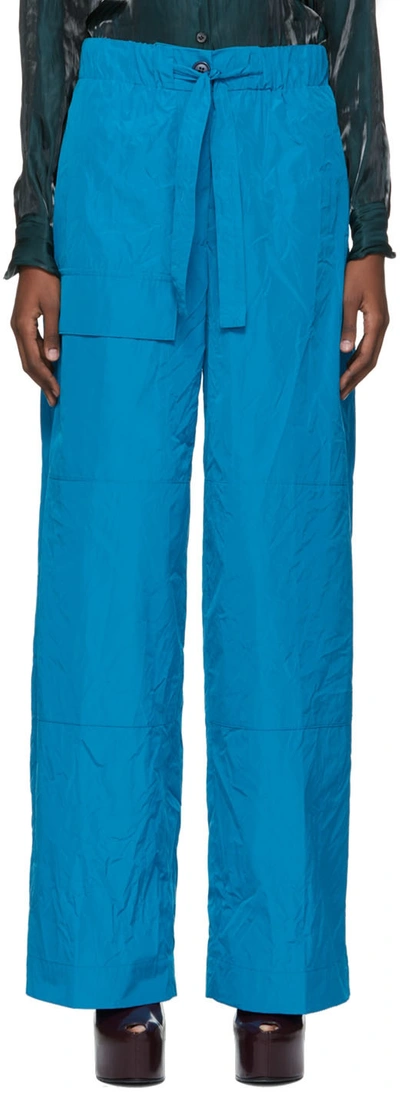 Dries Van Noten Blue Polyester Trousers In 504 Blue