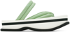 Dries Van Noten Green & White Leather Flat Sandals In 608 Mint