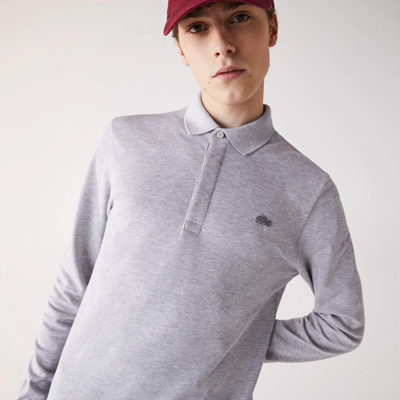 Lacoste Smart Paris Long Sleeve Stretch Cotton Polo - 3xl - 8 In Grey