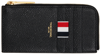 Thom Browne Black Grained Leather Zipped Wallet Wallets Black In Black