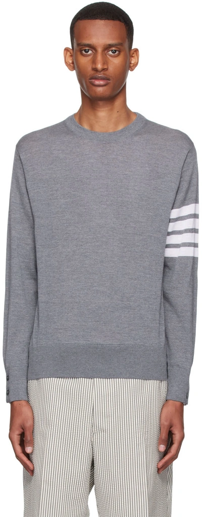 Thom Browne Gray 4-bar Sweater In Lt Grey