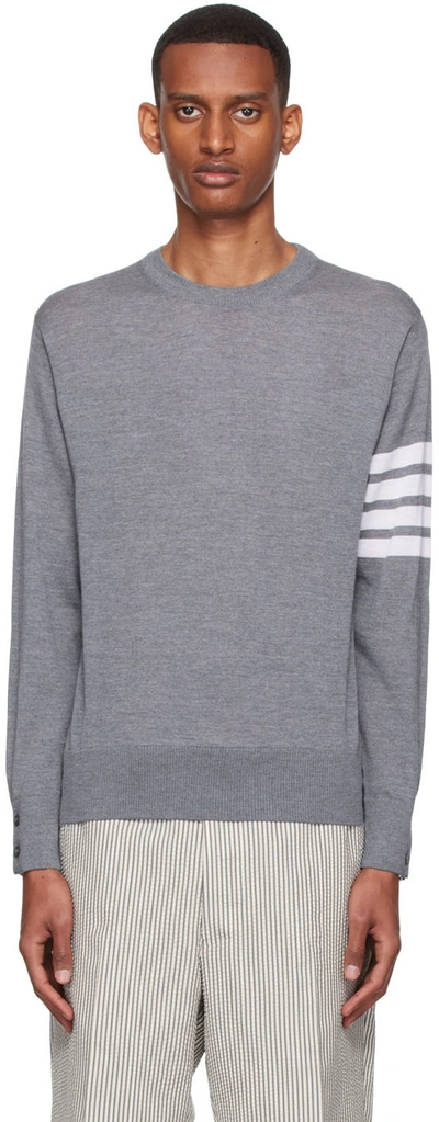 Thom Browne Gray 4-bar Sweater In Pale Grey