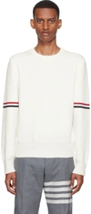 Thom Browne Milano Stitch Crewneck Cotton Sweater In White