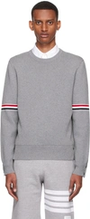Thom Browne Milano Stitch Crew Neck Pullover In 055 Lt Grey
