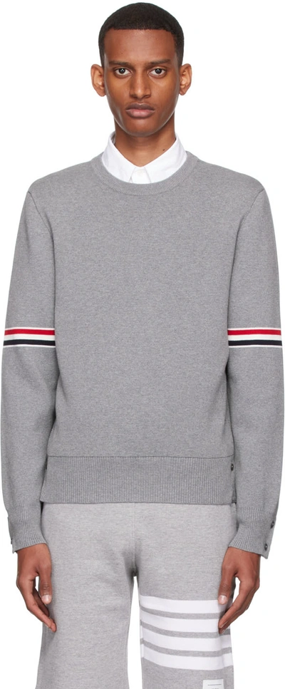 Thom Browne Gray Cotton Sweater In Multi-colored