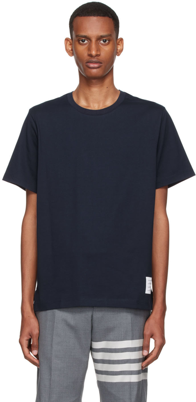 Thom Browne Navy Blue Medium Weight Cotton Jersey T-shirt In Multi