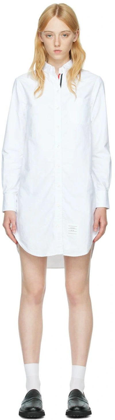 Thom Browne Long Sleeve Oxford Shirtdress In White