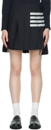 Thom Browne Plain Weave 4 Bar Pleated Mini Skirt In Blue