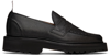 THOM BROWNE BLACK COMMANDO SOLE PENNY LOAFERS