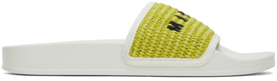 Marni 10mm Raffia Effect Slide Sandals In Multicolor