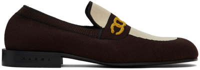 Marni Jacquard Stretch-knit Loafers In Brown