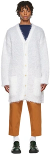 Marni White Mohair Cardigan In 00w01 Lily White