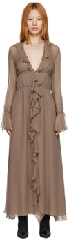 BLUMARINE BROWN SILK MAXI DRESS