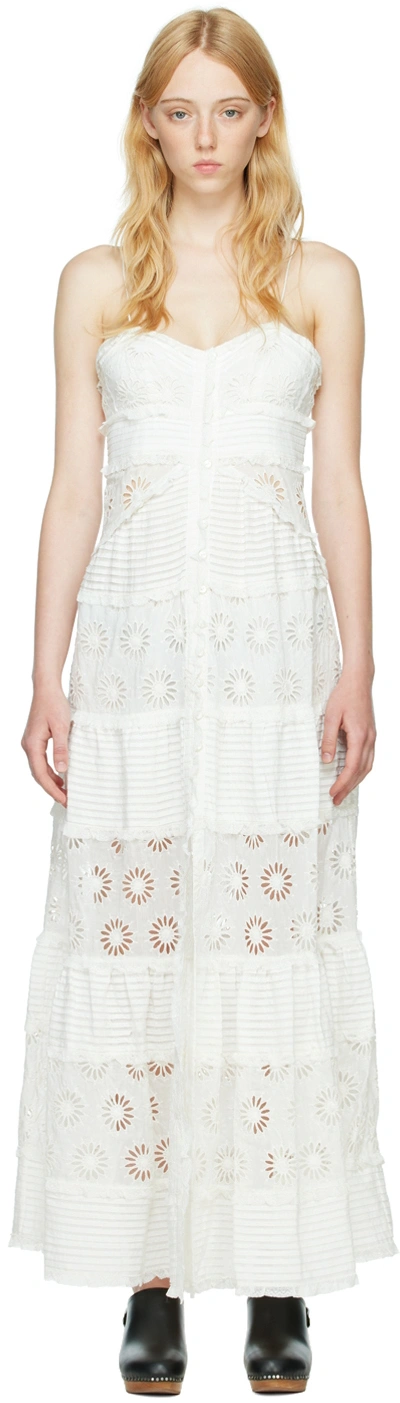 Isabel Marant Drake Ruffled Lace-trimmed Broderie Anglaise Cotton And Silk-blend Maxi Dress In White