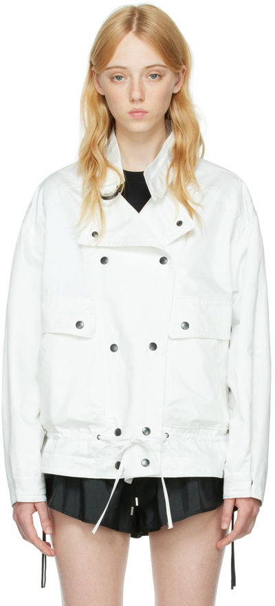 Isabel Marant Fadili Double-breasted Cotton-satin Jacket In Off-white
