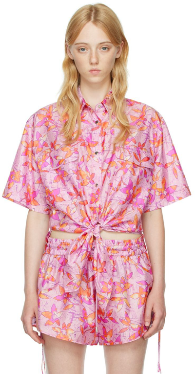 Isabel Marant Floral-print Short-sleeve Shirt In Pink