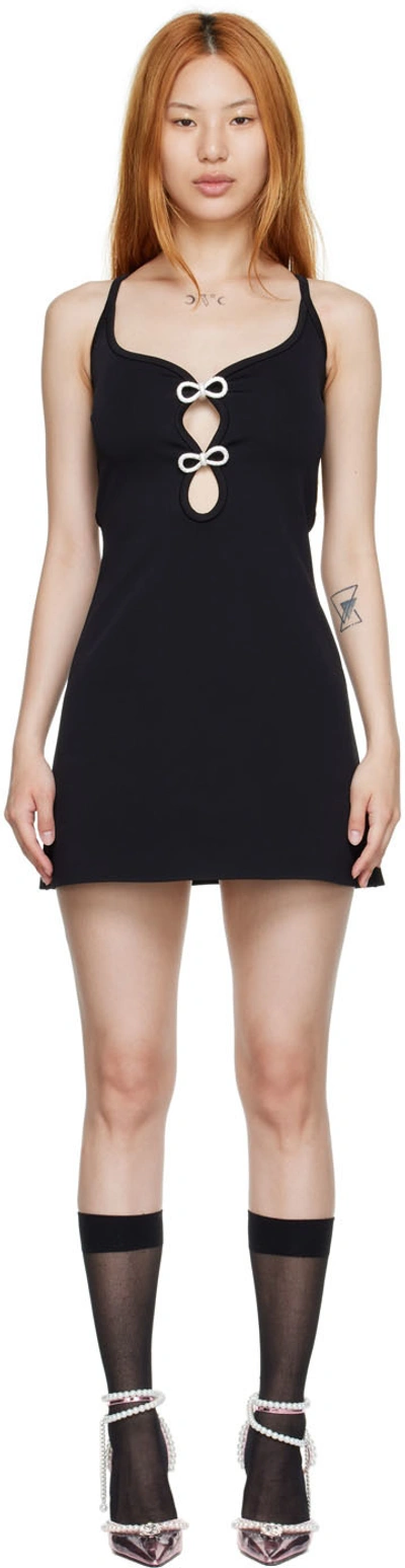 Mach & Mach Crystal Bow-embellished Cut-out Mini Dress In Black