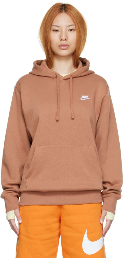 Nike Brown Cotton Hoodie In Mineral Clay/mineral