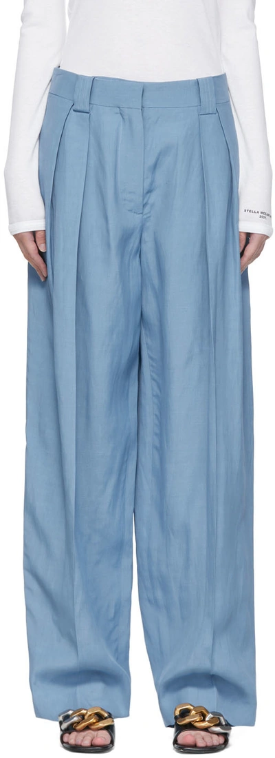 Stella Mccartney Viscose And Linen Trousers In 4218 Cloudy Blue