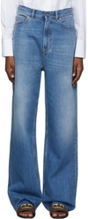 Valentino Wide- Leg Jeans In 558 Medium Blue Den