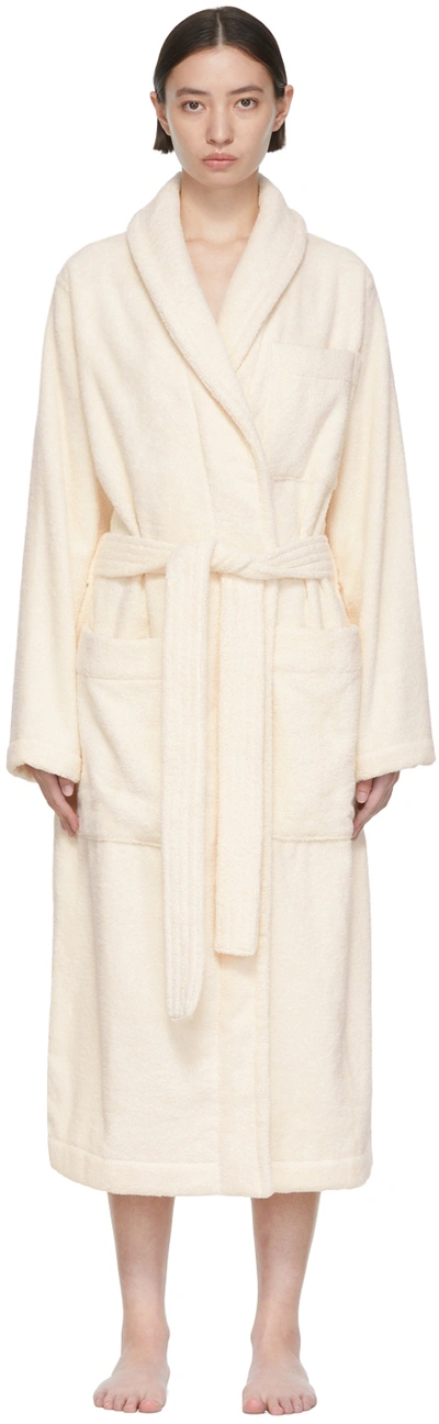 Tekla Belted Organic-cotton Robe In Nude