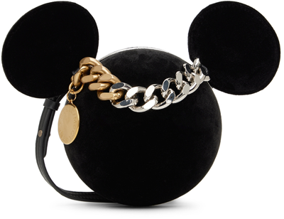 Stella Mccartney X Disney Fantasia Mickey Mouse Velvet Clutch-on-strap In Black/silver/gold